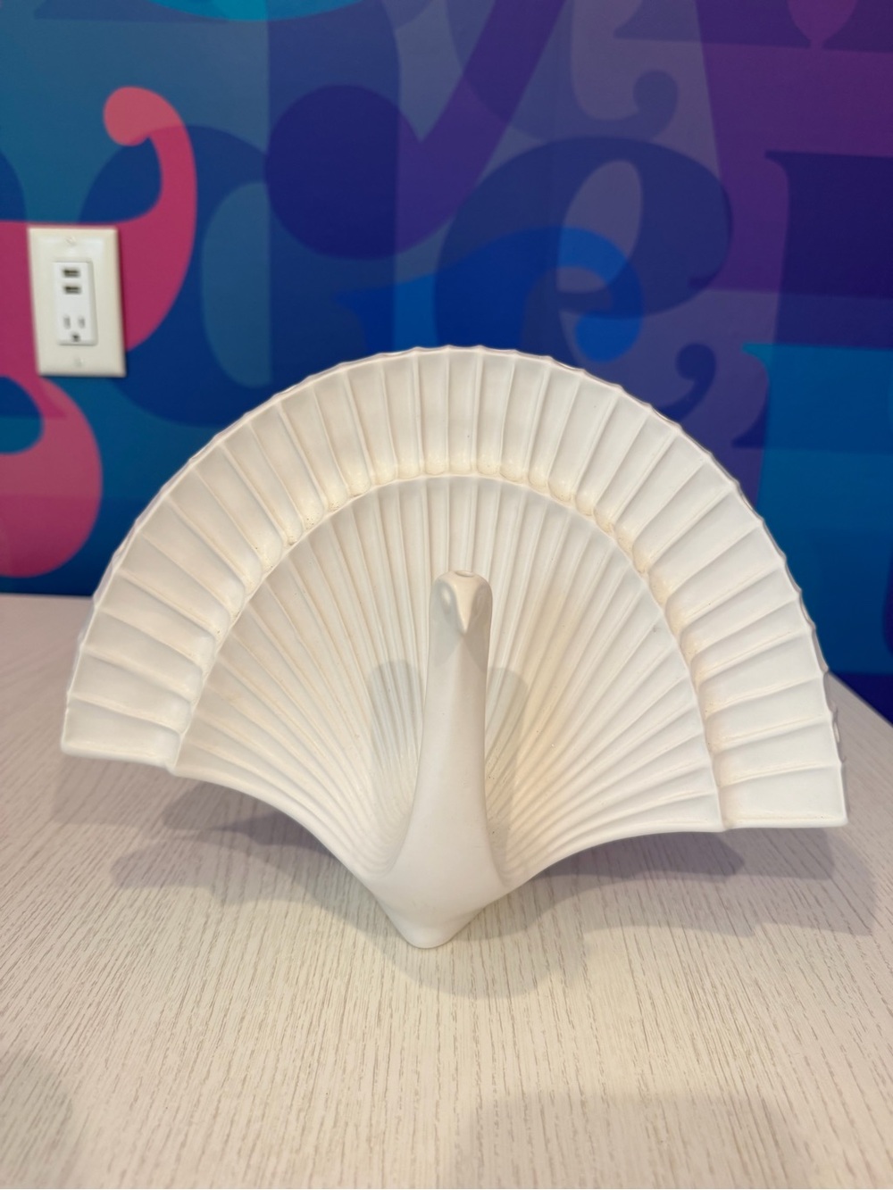 Jonathan Adler Muse 🦚 White Matte Ceramic Peacock Lollipop Holder
